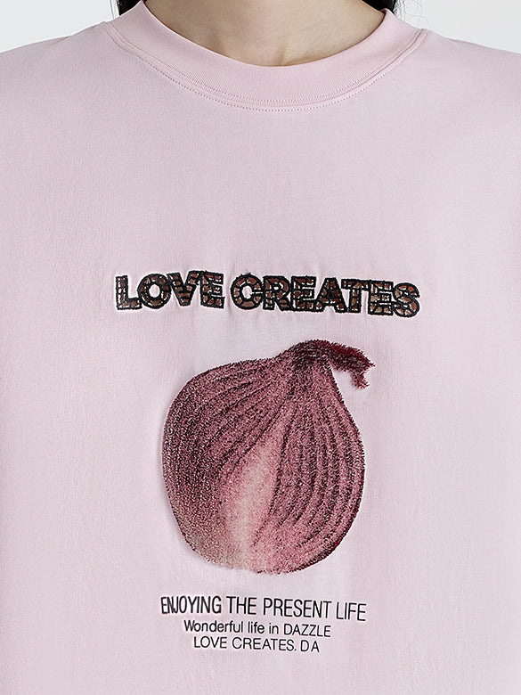 Embroidery Mix Fabric T-shirt