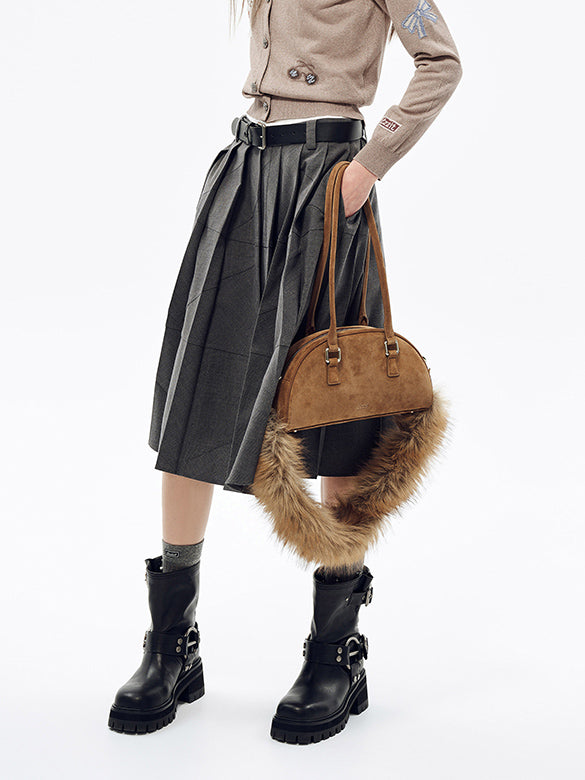 Design Switch Pleats Skirt