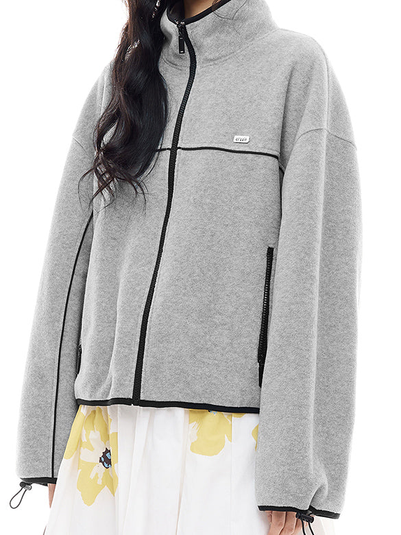 Bi-color Line Zipper Fleece Outer