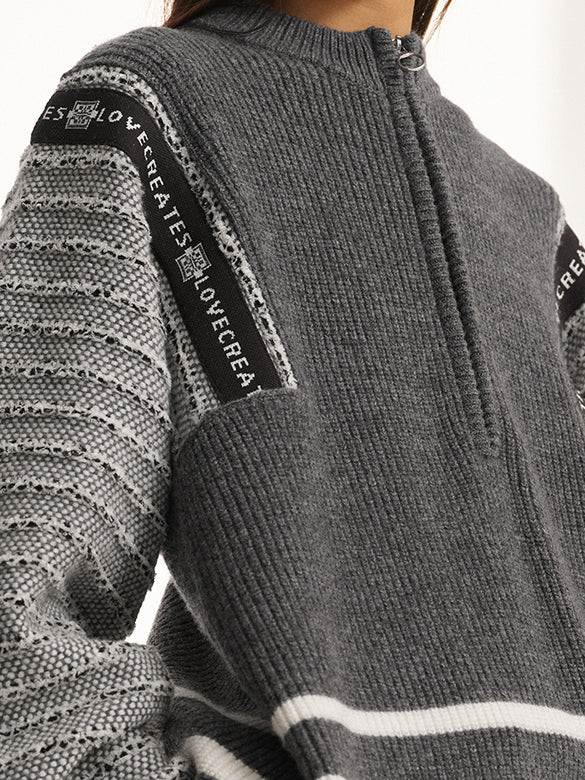 Pattern Zipper Knit