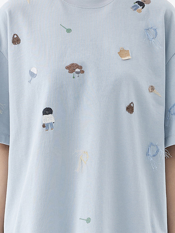 Embroidery Character Pattern T-shirt