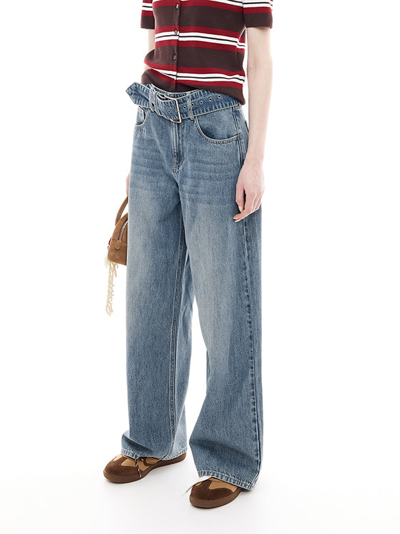 Belted Denim Pants