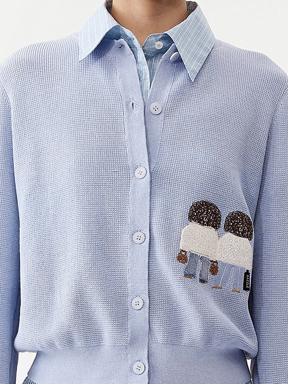 Embroidery Character Collar Knit