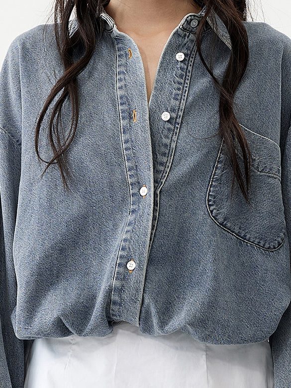 Waist Aperture Denim Shirt