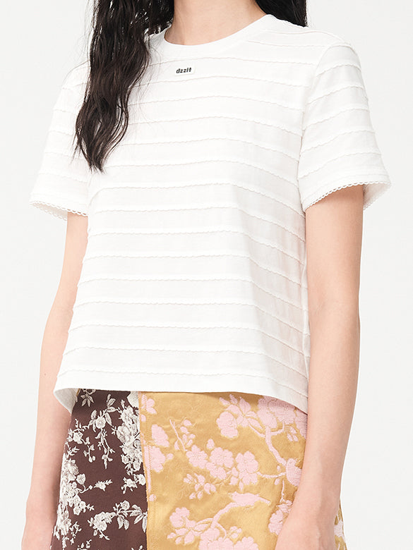 Frill Stripe Design T-shirt