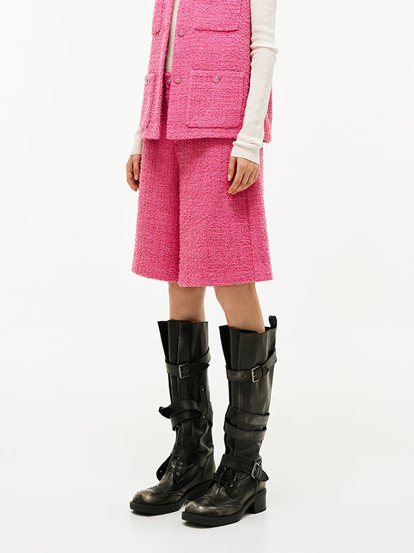 Pink Tweed Short Pants