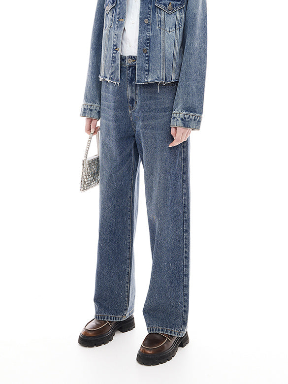 Clear Beads Denim Pants