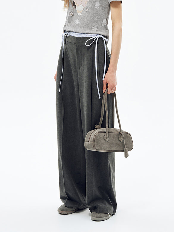 Plaid Waist Slacks Pants