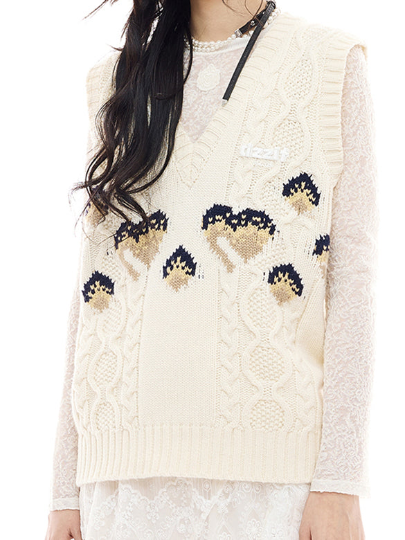 d Logo Pattern Design Knit Vest