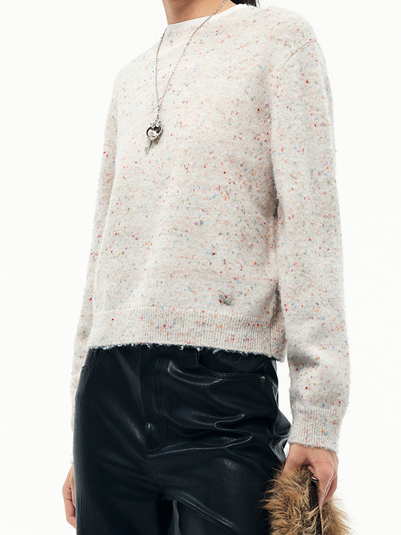 Double Collar Mix Knit Top