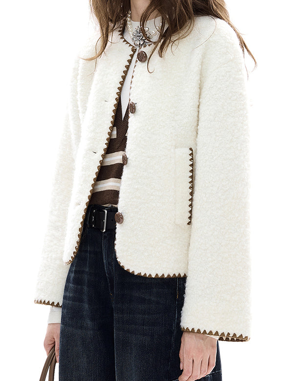 Bi-color Stitch Boa Jacket