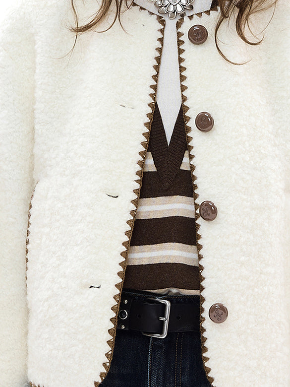 Bi-color Stitch Boa Jacket