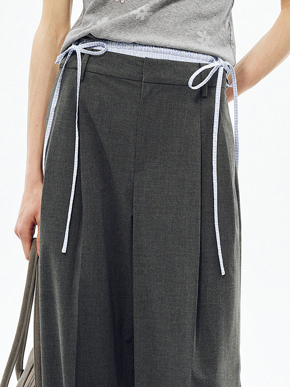 Plaid Waist Slacks Pants