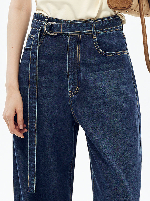 Belted Denin Pants