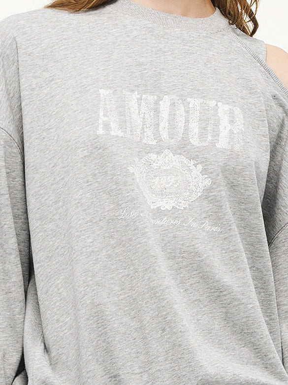 One-shoulder Cut-out Sweatshirt