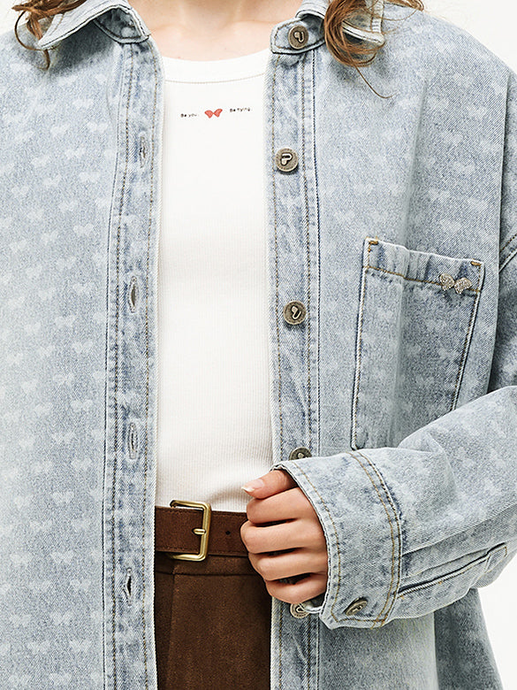 Butterfly Pattern Denim Shirt