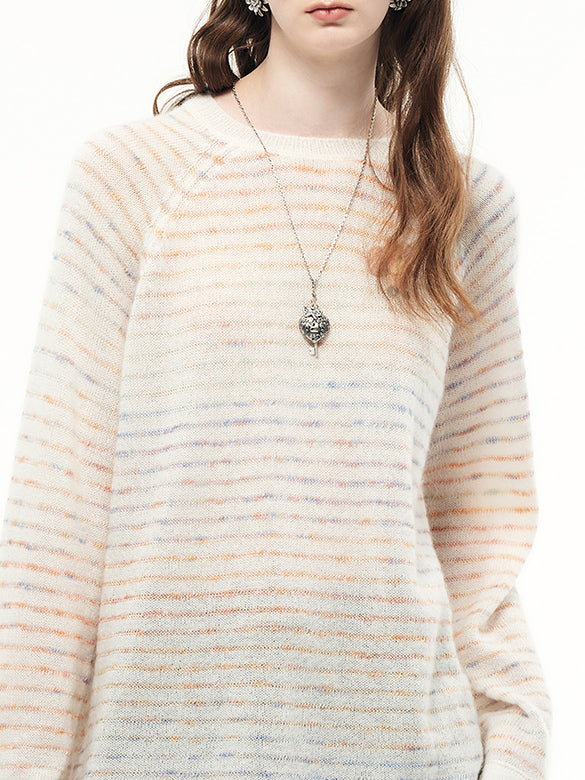 Gradation Color Stripe Knit Top
