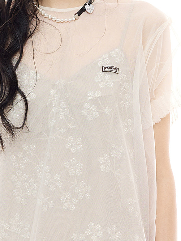 Beads Flower Layered Dress