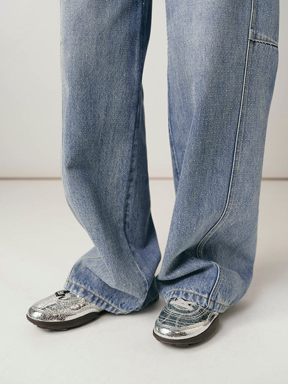 Clear Beads Denim Pants