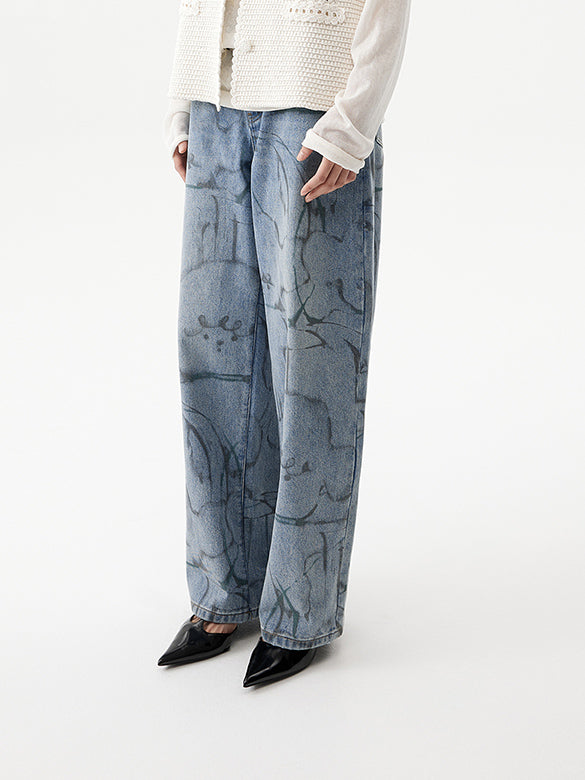 Character Printed Denim Pants