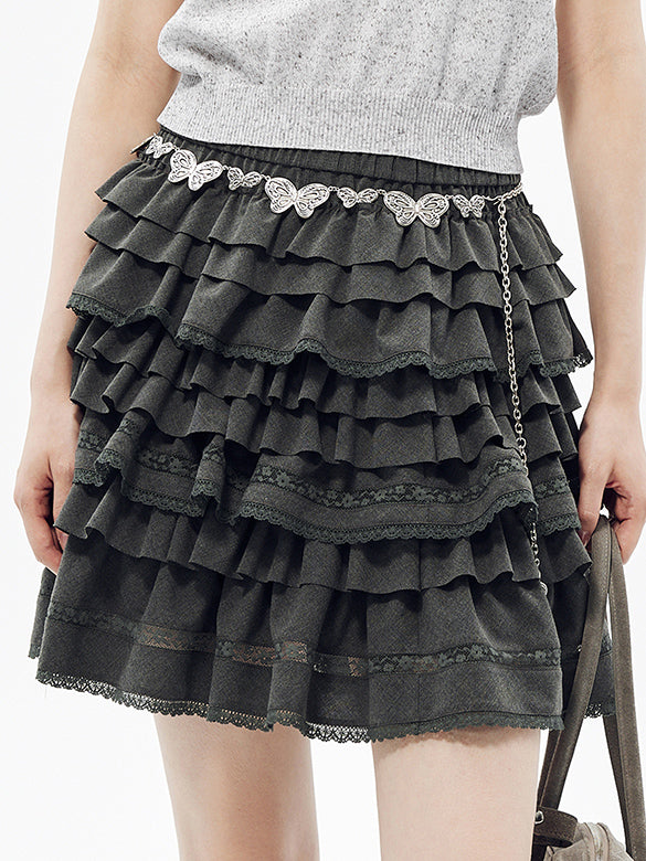Lace Combination Frill Skirt