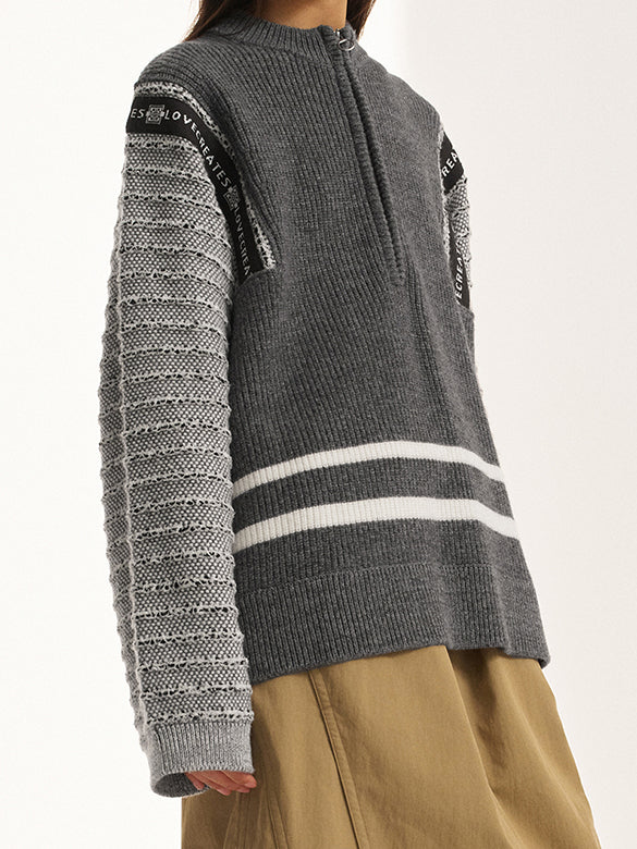 Pattern Zipper Knit