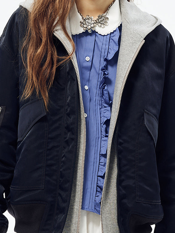 Sweat Hoodie Combination Blouson
