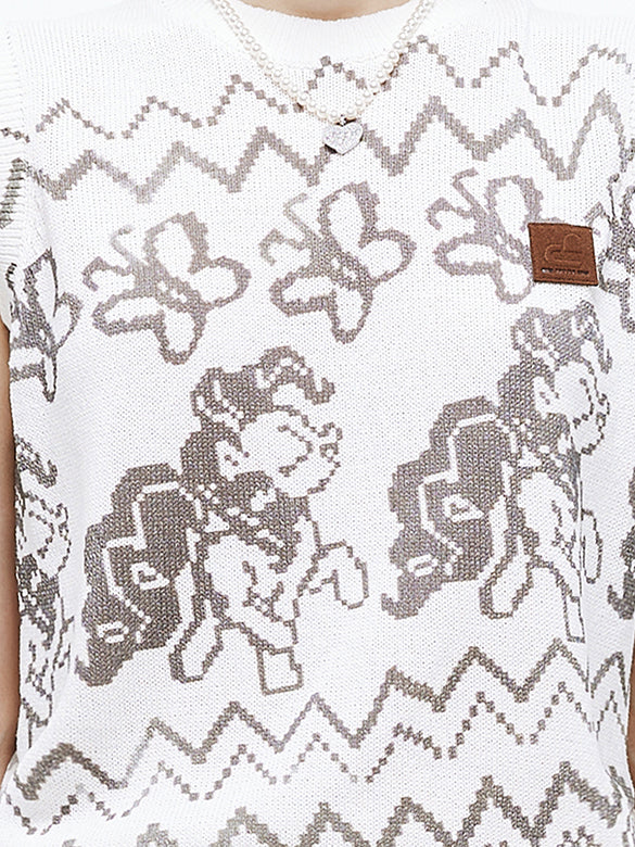 Dot Pattern Sleeveless Knit