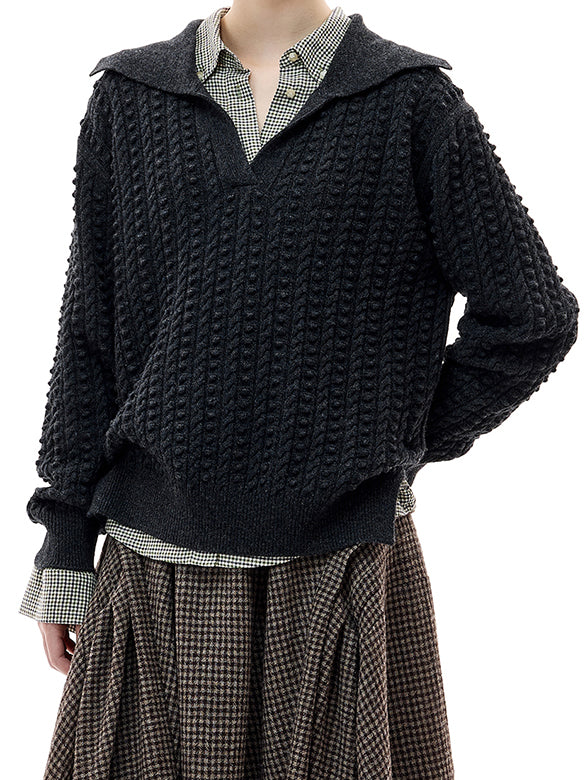 Collar Design Knitting Top