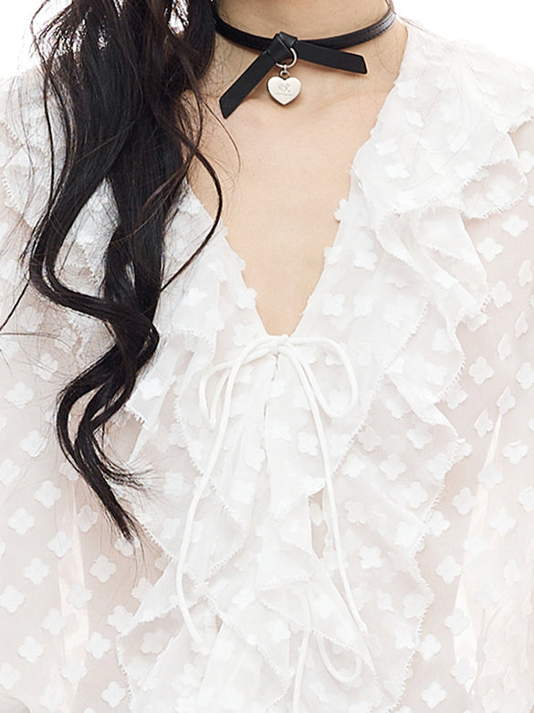 Flower Dot Frill blouse