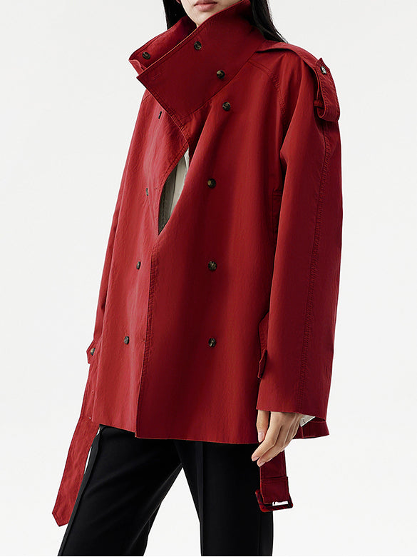 Red Half Trench-coat