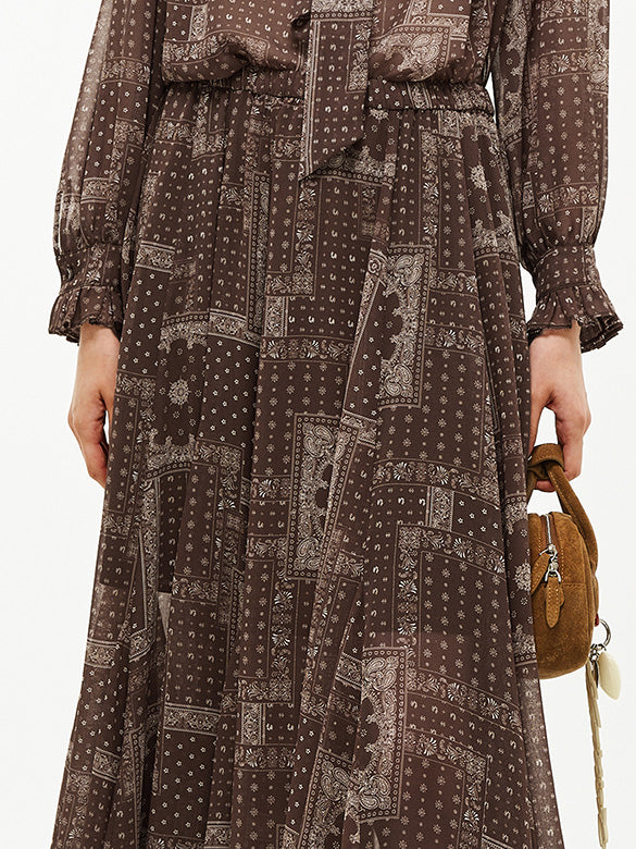 Geometric Printed Chiffon Skirt