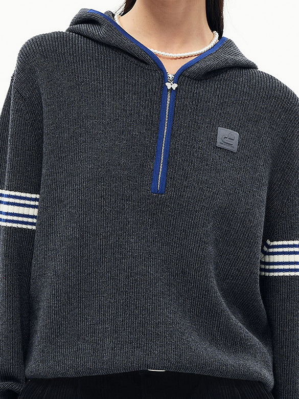 Bi-color Line Hoodie Knit