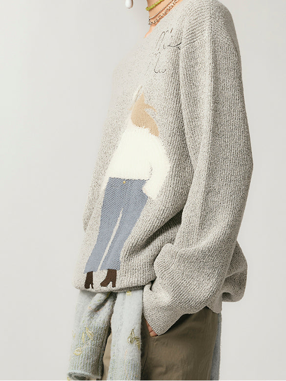 Horse Embroidery Knit Top