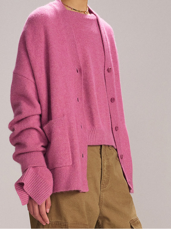 Asymmetry Design Color Knit Cardigan