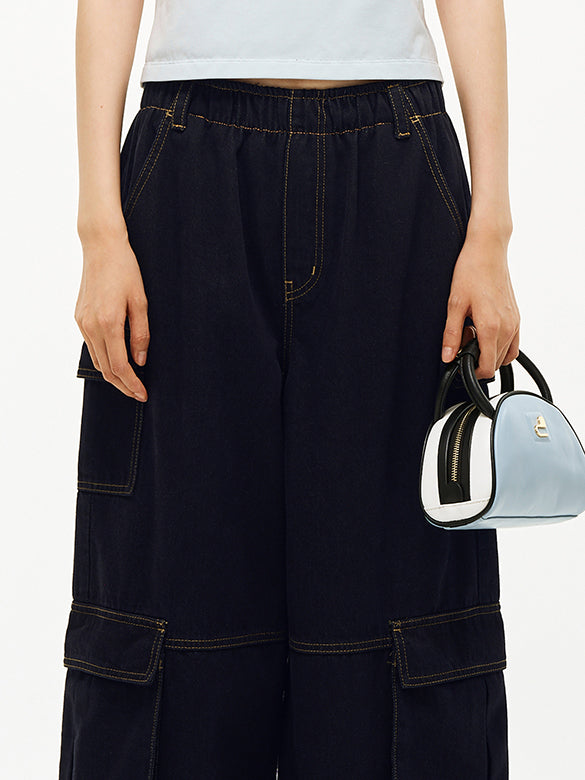 Rigid Denim Cargo Pants
