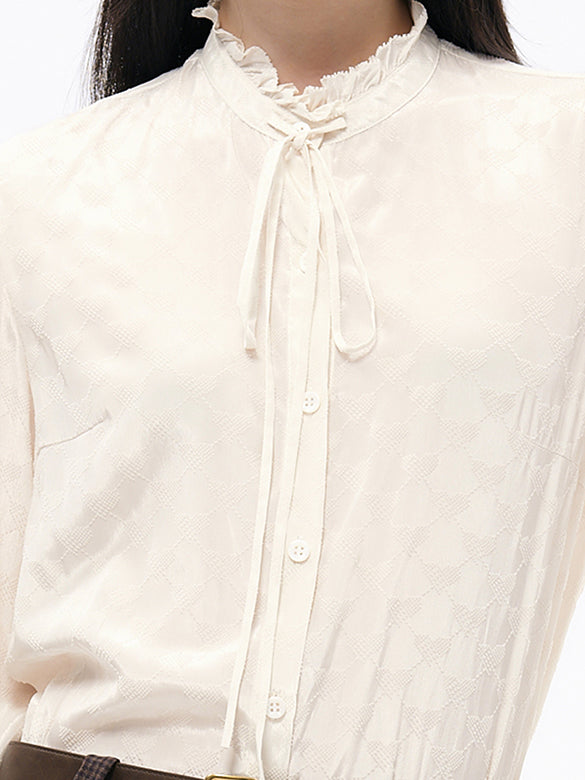 Ribbon Design Monogram Frill Blouse