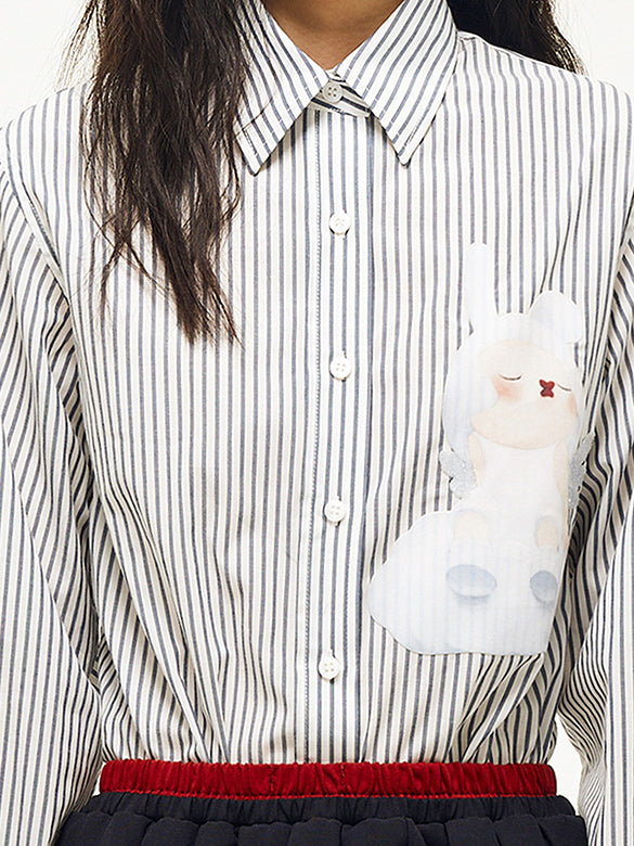 Printed Beads Stripe Shirt