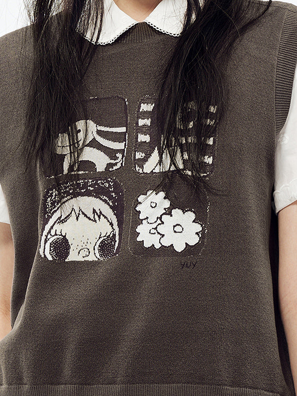 Printed Sleeveless Knit Top