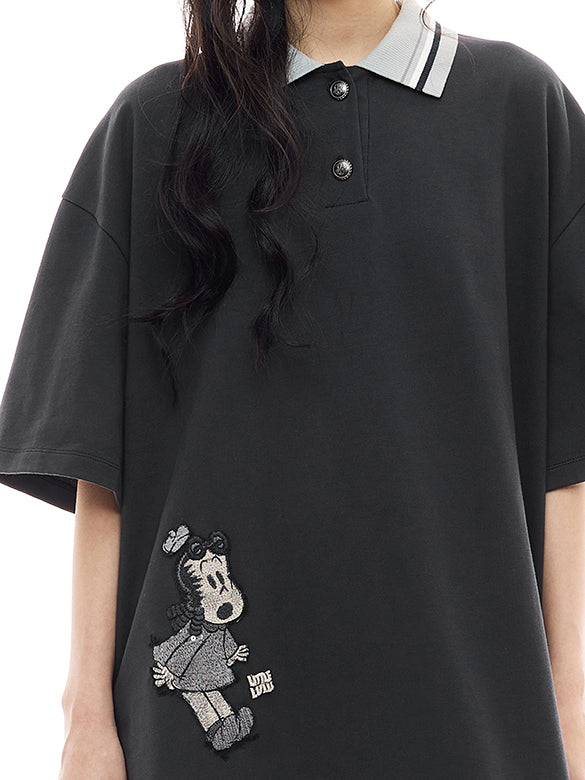 Embroidery & Sequins Polo Dress