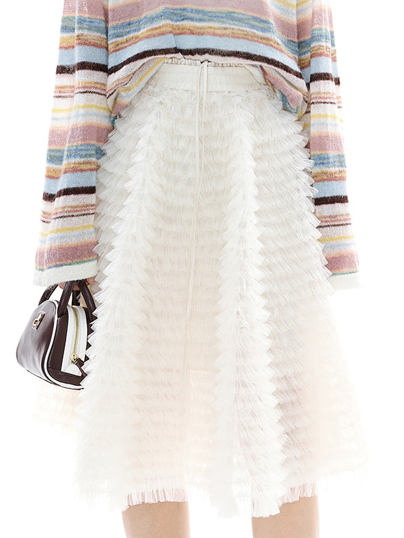 White Tulle Tiered Skirt