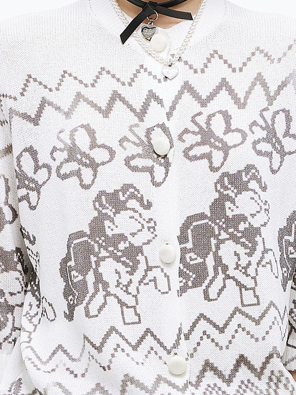 Dot Pattern Knit Cardigan