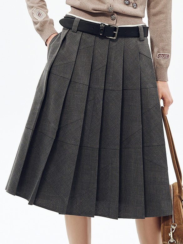 Design Switch Pleats Skirt