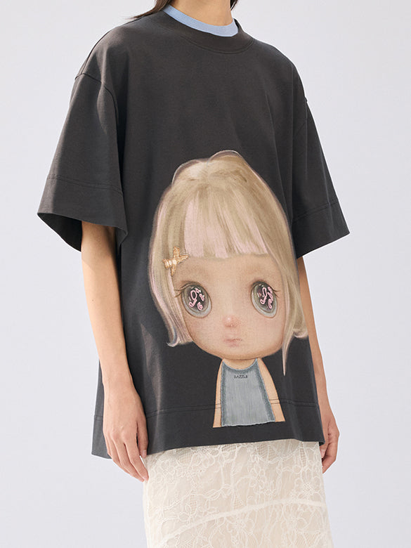 Character Printed Embroidery Loose T-shirt
