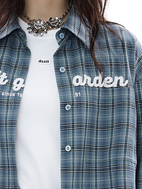 Embroidery Plaid Shirt