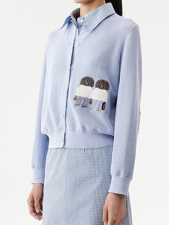 Embroidery Character Collar Knit