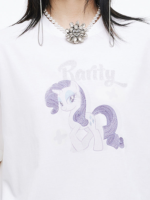 Printed Embroidery Sequins T-shirt