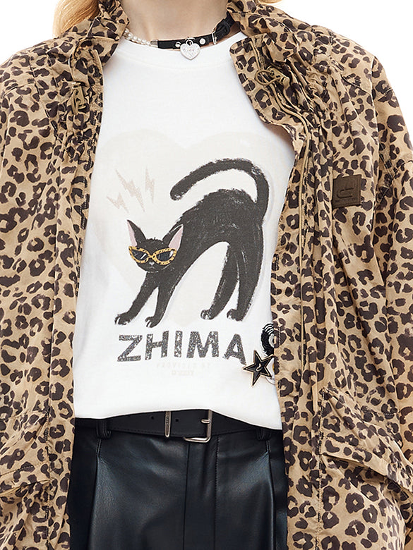 Leopard Pattern Printed Blouson