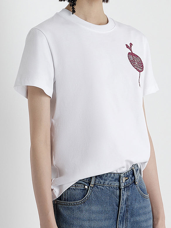 Embroidery One-point T-shirt