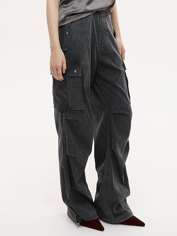 Black Denim Cargo Pants